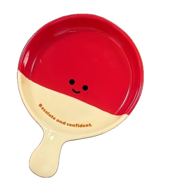 Keramički tanjur s karikaturnim motivom, nepravilan oblik, pogodan za mikrovalnu, dekor pod glazuru