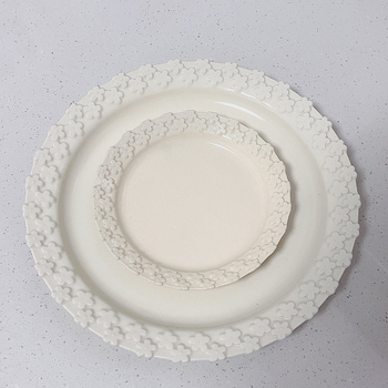 Francuski stil reljefna keramička ploča za večeru i desert, doručak i voćna salata, stolni servis (Keramika, nepravilan oblik, mikrovalna otporna, završna obrada pod glazurom, otisak logotipa)