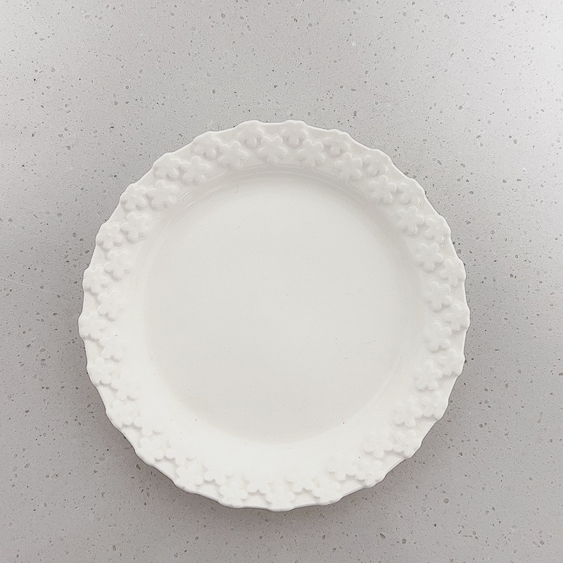 Francuski stil reljefna keramička ploča za večeru i desert, doručak i voćna salata, stolni servis (Keramika, nepravilan oblik, mikrovalna otporna, završna obrada pod glazurom, otisak logotipa)