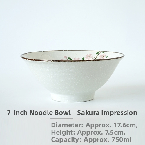 Vas de ramen din porțelan, stil japonez, formă rotundă, finisaj sub glazură, compatibil cu microunde