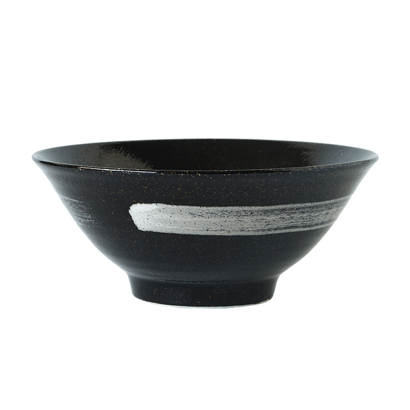 Vas de ramen din porțelan, stil japonez, formă rotundă, finisaj sub glazură, compatibil cu microunde