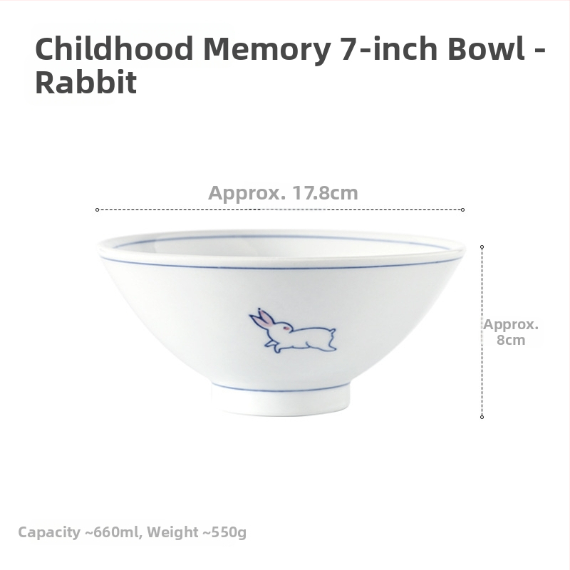 Porcelanska jušna zdjela Nishida Muyu, japanski stil, karikatura uzorak, pogodno za mikrovalnu pećnicu, otisnut logotip