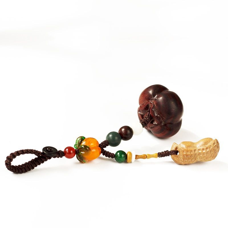 Drveni auto ključni lanac s detaljima sandalwood, persimmon i peach wood