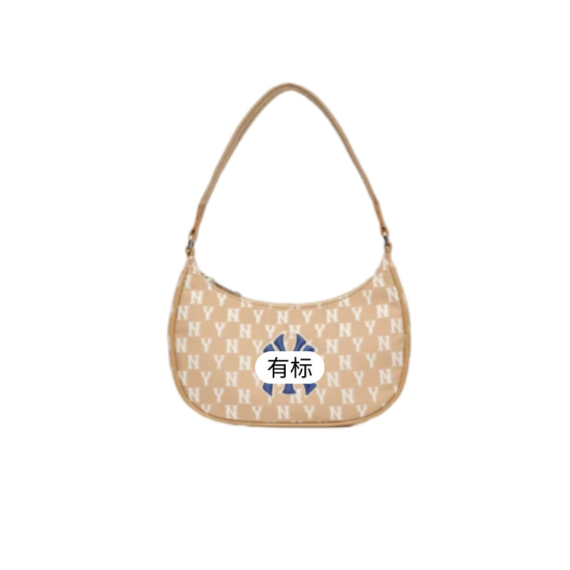 Geantă de umăr din pânză, formă rotundă, fermoar, buzunar pentru ID, compartiment interior