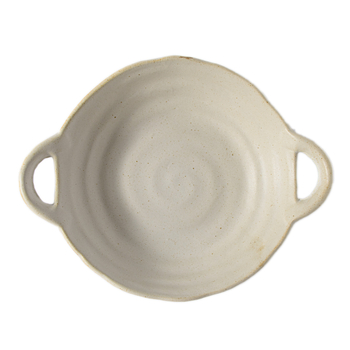 Porcelanski duboki tanjur s dva držačima uha, retro stil, nepravilnog oblika, siguran za mikrovalnu i perilicu posuđa