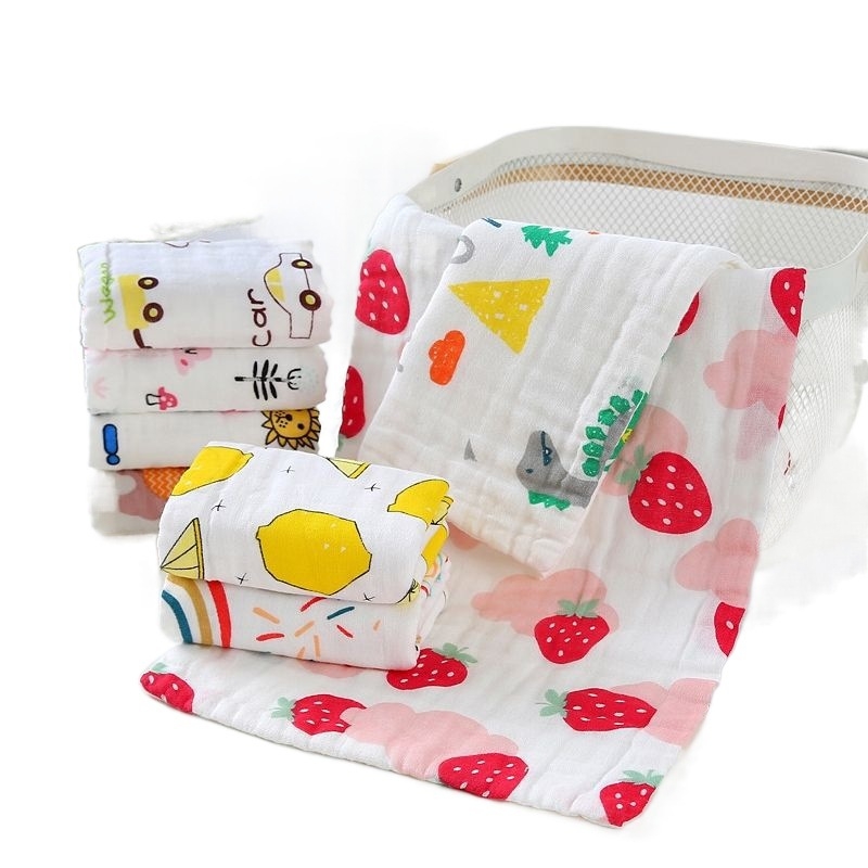 6 rétegű géz törölköző babáknak és gyerekeknek, arc törölköző, négyzet alakú, színes pamut anyag, súly 200 g vagy több