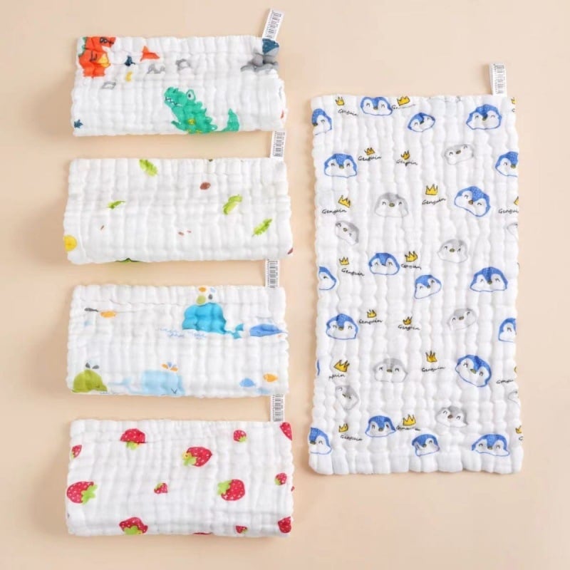 6 rétegű géz törölköző babáknak és gyerekeknek, arc törölköző, négyzet alakú, színes pamut anyag, súly 200 g vagy több