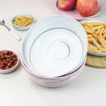Porcelanska misa nordijskog stila s prugama, okrugla, mikrovalno sigurna, za supe, tjesteninu, salate i deserte