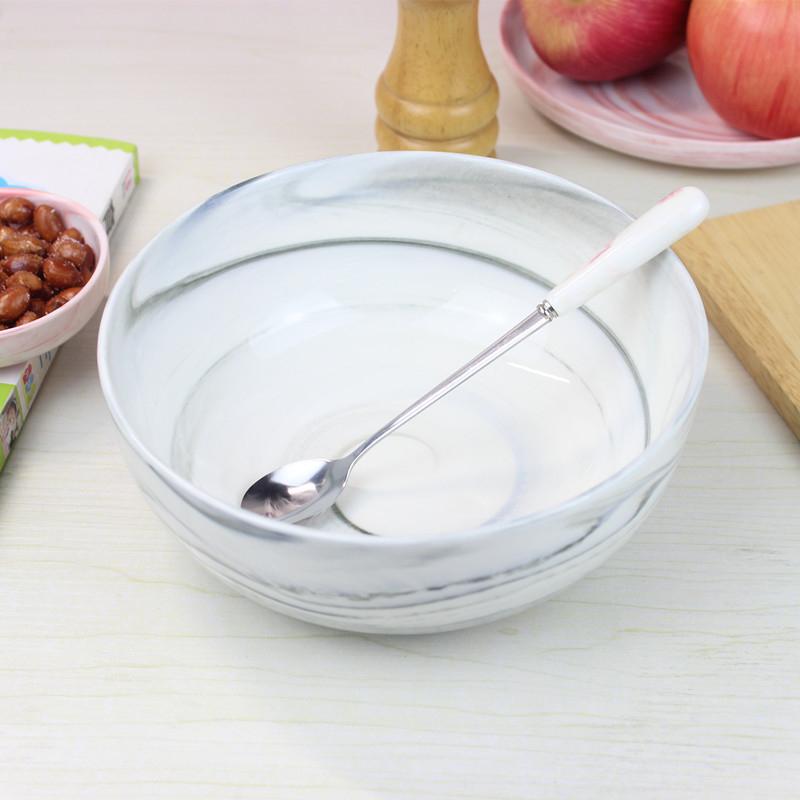 Porcelanska misa nordijskog stila s prugama, okrugla, mikrovalno sigurna, za supe, tjesteninu, salate i deserte