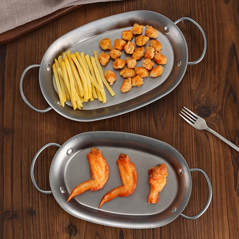 Nerđajući čelik, nepravilnog ovalnog tanjura – mat završna obrada, retro stil, lagani luksuz, mikrovalna sigurnost