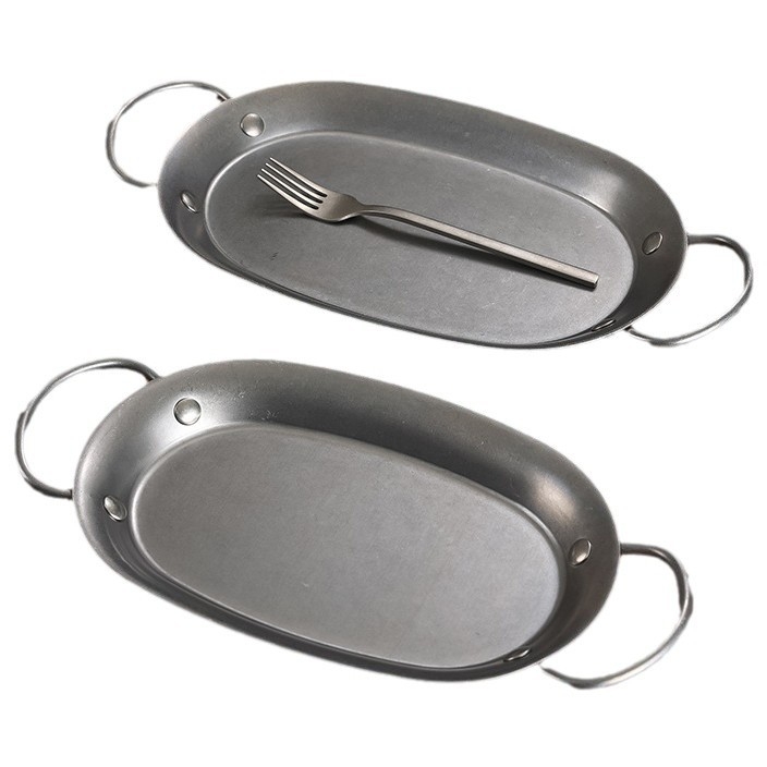 Nerđajući čelik, nepravilnog ovalnog tanjura – mat završna obrada, retro stil, lagani luksuz, mikrovalna sigurnost