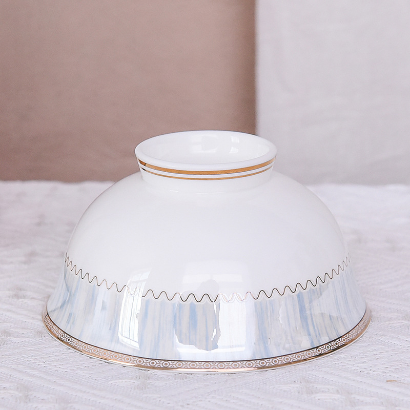 Zdjela za rižu od bone china, okrugla, prugasti uzorak, modernan i jednostavan stil, završna glazura
