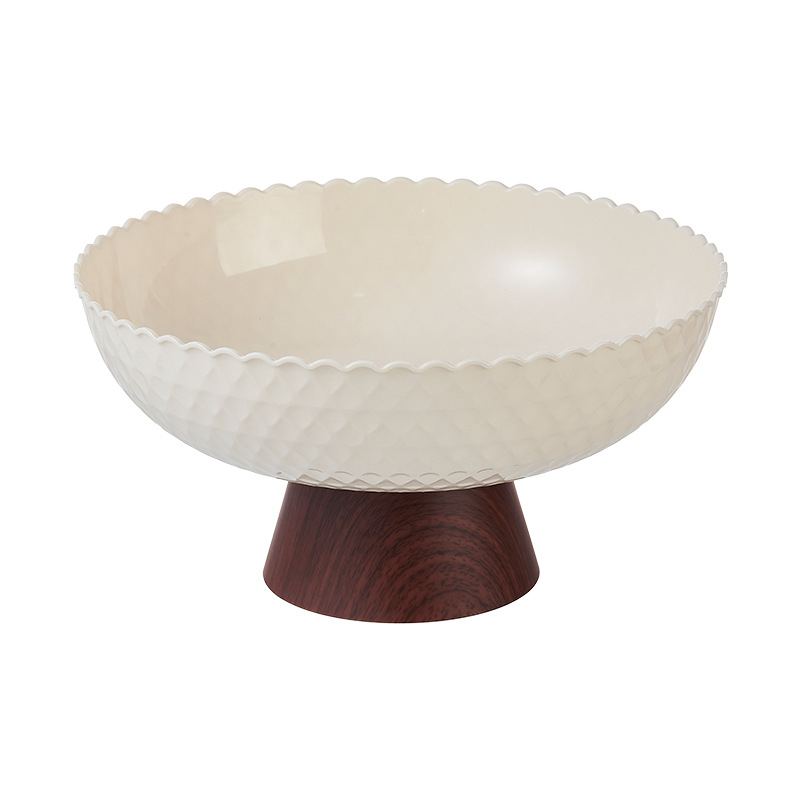 Platou pentru fructe din plastic, aspect lemn, bază înaltă, tavă de drenaj, stil medieval, Choice