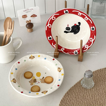 Porculanski tanjur za poslijepodnevni čaj, kružnog oblika, promjer 18–18,9 cm, mikrovalna kompatibilan, dekal visoke temperature, uzorak životinja