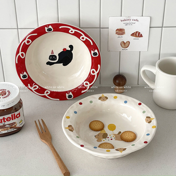 Porculanski tanjur za poslijepodnevni čaj, kružnog oblika, promjer 18–18,9 cm, mikrovalna kompatibilan, dekal visoke temperature, uzorak životinja