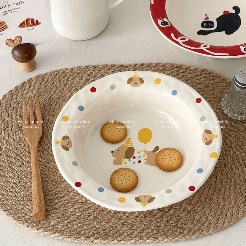 Porculanski tanjur za poslijepodnevni čaj, kružnog oblika, promjer 18–18,9 cm, mikrovalna kompatibilan, dekal visoke temperature, uzorak životinja