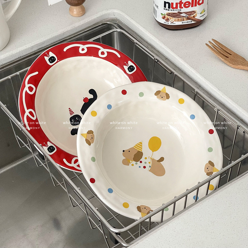 Porculanski tanjur za poslijepodnevni čaj, kružnog oblika, promjer 18–18,9 cm, mikrovalna kompatibilan, dekal visoke temperature, uzorak životinja