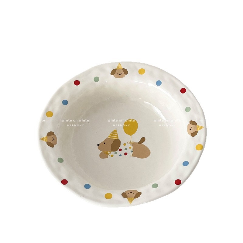 Porculanski tanjur za poslijepodnevni čaj, kružnog oblika, promjer 18–18,9 cm, mikrovalna kompatibilan, dekal visoke temperature, uzorak životinja