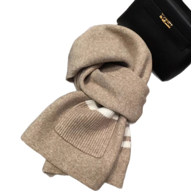 Šal od vune s prugama, korejskog stila, personaliziran, warp pletenje (warp pletenje, vuna, održava toplinu, zima)