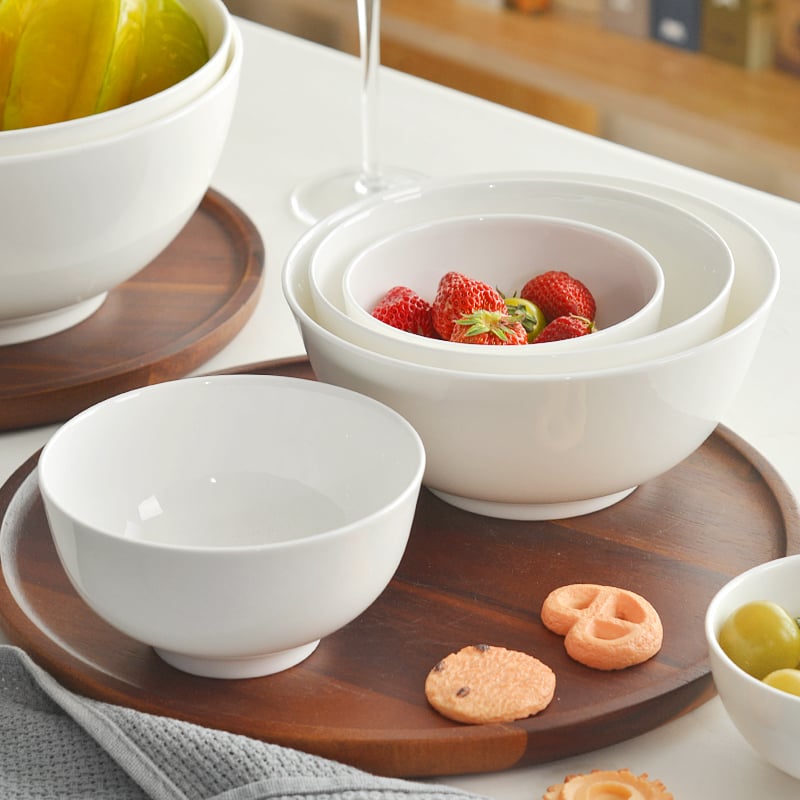 Porcelanski kružni set zdjela – jednostavan uzorak, moderan minimalistički stil, mikrovalna sigurno, mogućnost prilagodbe