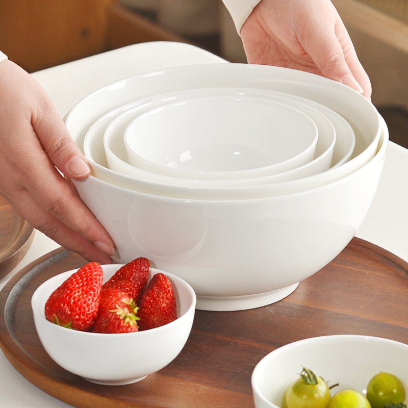 Porcelanski kružni set zdjela – jednostavan uzorak, moderan minimalistički stil, mikrovalna sigurno, mogućnost prilagodbe