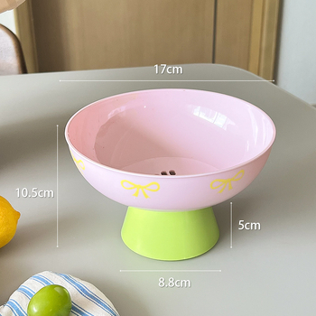 Пластмасова плодова чиния, висока конструкция с дизайн на панделка, функция за отцеждане, лансиране през есента на 2025 г.