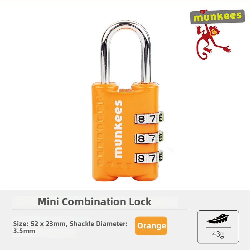 Munkees zámok na batožinu s TSA heslom, malé visací zámok, model 985, univerzálny štýl, Produktové číslo F96J7T885M9SS9