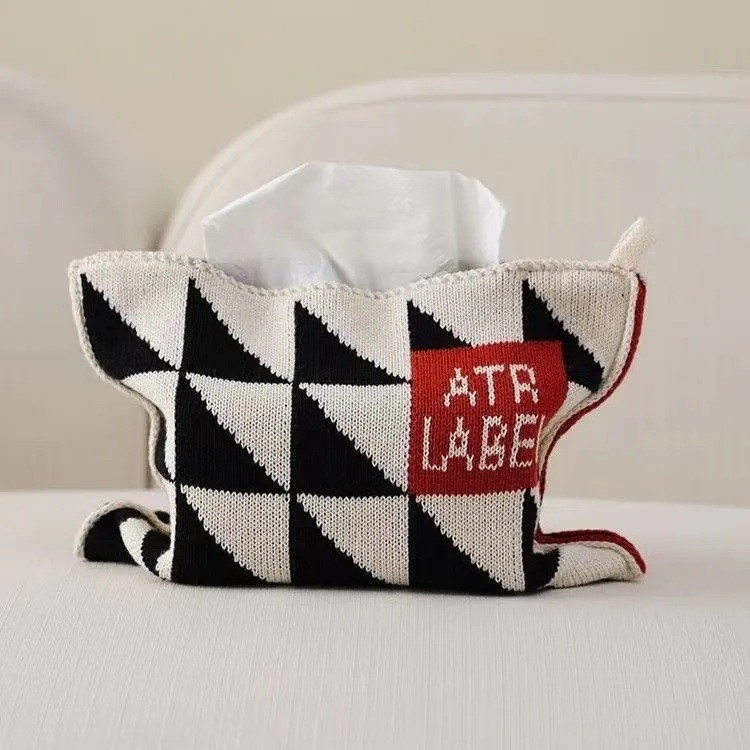 Θήκη χαρτομάντηλων, πλεκτή, Nordic στυλ; υλικό: πολυεστερική ίνα; περιεχόμενο υλικού: 100% πολυεστέρας; κατάλληλη για σαλόνι, αυτοκίνητο και κομοδίνο