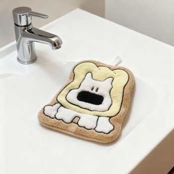 Rankšluostis rankoms su mielu šuniuko motyvu, koralinis flisas, sugeriantis ir sutirštintas, 150D, 30–50 g