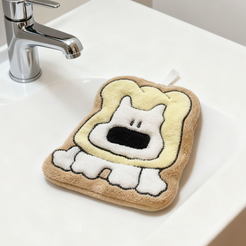 Rankšluostis rankoms su mielu šuniuko motyvu, koralinis flisas, sugeriantis ir sutirštintas, 150D, 30–50 g