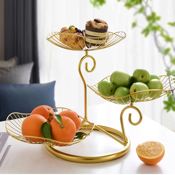 Триетажна железна кошница за плодове, премиум качество, ретро стил лукс, пускана през 2025 г.