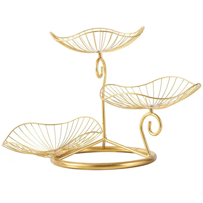 Триетажна железна кошница за плодове, премиум качество, ретро стил лукс, пускана през 2025 г.