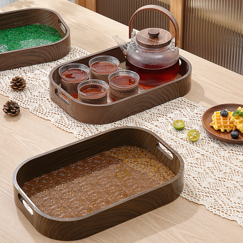 Taca za čaj s motivom begonije – okrugla, plastična, vintage stil, jednodijelna izrada