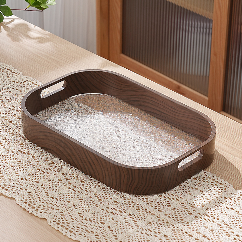 Taca za čaj s motivom begonije – okrugla, plastična, vintage stil, jednodijelna izrada