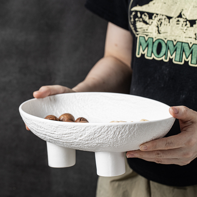 Овална керамична чиния за плодове с три крака - ретро лукс стил, лансирана през 2025 г.