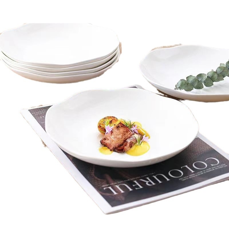 Keramički tanjur – čipkast oblik, jušni tanjur, mikrovalna kompatibilnost, jednofarban dizajn