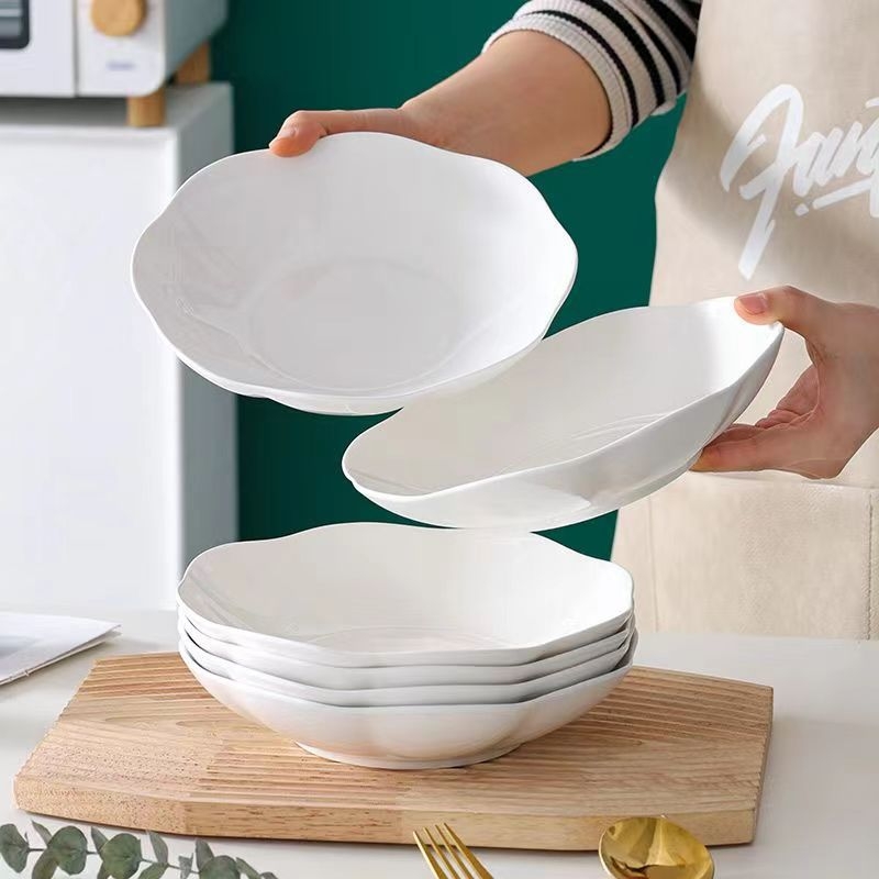 Keramički tanjur – čipkast oblik, jušni tanjur, mikrovalna kompatibilnost, jednofarban dizajn