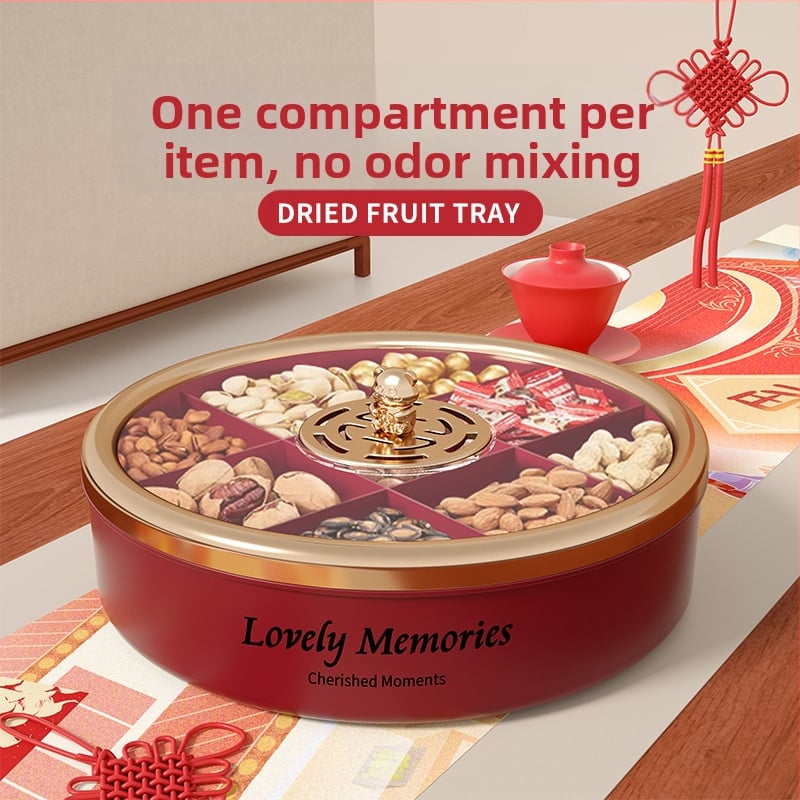 Кутия за ядки с капак, въртяща се чиния за сушени плодове за холна маса, минималистичен дизайн с девет отделения, марка Liangbao