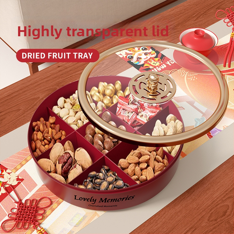 Кутия за ядки с капак, въртяща се чиния за сушени плодове за холна маса, минималистичен дизайн с девет отделения, марка Liangbao