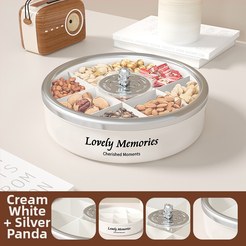 Кутия за ядки с капак, въртяща се чиния за сушени плодове за холна маса, минималистичен дизайн с девет отделения, марка Liangbao