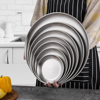 Korejskog stila okrugla ploča za roštilj od nehrđajućeg čelika (polirana površina; otisnuto logo; prilagodljivo)