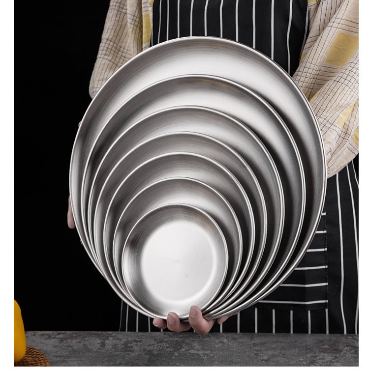 Korejskog stila okrugla ploča za roštilj od nehrđajućeg čelika (polirana površina; otisnuto logo; prilagodljivo)