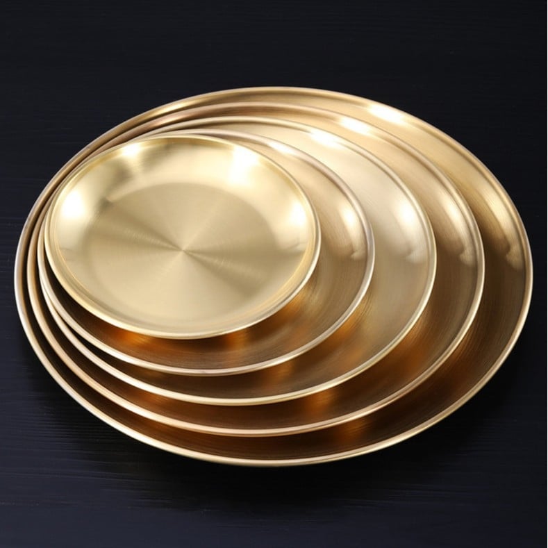 Korejskog stila okrugla ploča za roštilj od nehrđajućeg čelika (polirana površina; otisnuto logo; prilagodljivo)