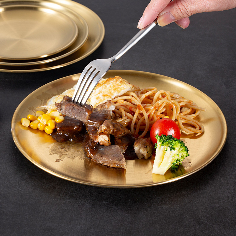 Korejskog stila okrugla ploča za roštilj od nehrđajućeg čelika (polirana površina; otisnuto logo; prilagodljivo)