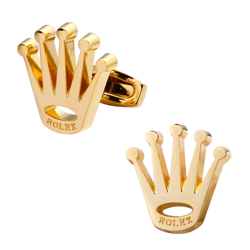 Rézből készült mandzsettagombok koronával – uniszex, csillagképes stílus, galván bevonat, por kristály, testreszabható