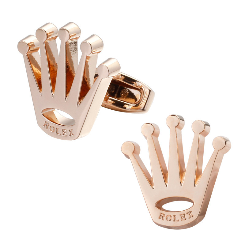 Rézből készült mandzsettagombok koronával – uniszex, csillagképes stílus, galván bevonat, por kristály, testreszabható