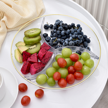 Vas de fructe cu trei compartimente, farfurie pentru gustări, stil simplu