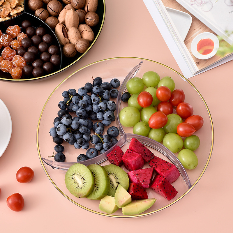 Vas de fructe cu trei compartimente, farfurie pentru gustări, stil simplu