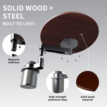 Tavă auto din lemn, formă rotundă, stil modern minimalist, tavă pentru ceai/gustări cu suport pentru pahar