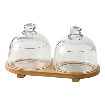 Vas de desert cu capac din sticlă, porție individuală, farfurie de fructe, material sticlă, stil nordic, brand jiarib